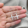 Sterling Silver Dangle Earring, Cross Design, Polished, Silver Finish, 02.397.0015