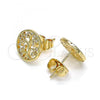 Oro Laminado Stud Earring, Gold Filled Style Tree Design, with White Micro Pave, Polished, Golden Finish, 02.156.0532