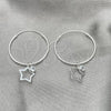 Sterling Silver Small Hoop, Star Design, with White Cubic Zirconia, Polished, Silver Finish, 02.402.0030.15