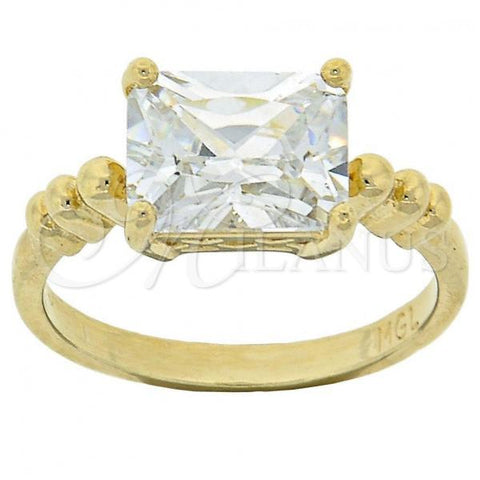 Oro Laminado Elegant Ring, Gold Filled Style with White Cubic Zirconia, Polished, Golden Finish, 5.167.022.08 (Size 8)