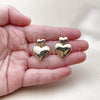 Oro Laminado Stud Earring, Gold Filled Style Heart Design, Polished, Golden Finish, 02.170.0560