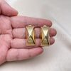 Oro Laminado Stud Earring, Gold Filled Style Chunky Design, Polished, Golden Finish, 02.163.0265