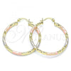 Oro Laminado Medium Hoop, Gold Filled Style Diamond Cutting Finish, Tricolor, 02.213.0255.40