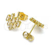 Oro Laminado Stud Earring, Gold Filled Style with Champagne Cubic Zirconia, Polished, Golden Finish, 02.310.0053