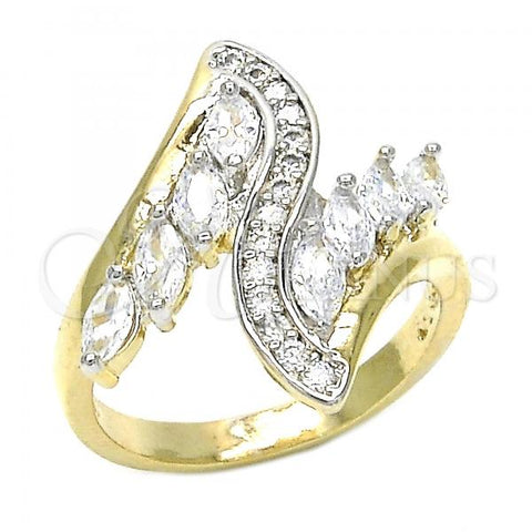Oro Laminado Multi Stone Ring, Gold Filled Style with White Cubic Zirconia, Polished, Two Tone, 01.210.0074.09 (Size 9)