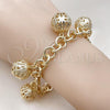 Oro Laminado Charm Bracelet, Gold Filled Style Chunky and Ball Design, Polished, Golden Finish, 03.331.0303.08