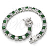 Rhodium Plated Tennis Bracelet, with Green and White Cubic Zirconia, Polished, Rhodium Finish, 03.210.0079.6.08