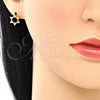 Oro Laminado Stud Earring, Gold Filled Style Star of David Design, with White Cubic Zirconia, Polished, Golden Finish, 02.156.0392