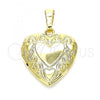 Oro Laminado Locket Pendant, Gold Filled Style Heart Design, Polished, Golden Finish, 05.117.0006