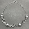 Sterling Silver Fancy Bracelet, Heart Design, Polished, Silver Finish, 03.407.0002.07
