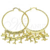 Oro Laminado Large Hoop, Gold Filled Style Dolphin Design, Diamond Cutting Finish, Golden Finish, 02.380.0073.50