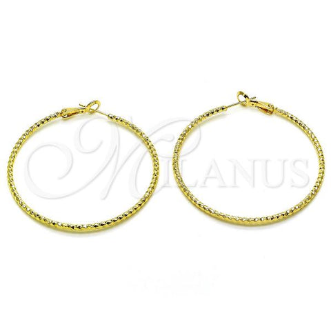 Oro Laminado Large Hoop, Gold Filled Style Diamond Cutting Finish, Golden Finish, 02.93.0008.50