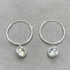 Sterling Silver Small Hoop, with White Cubic Zirconia, Polished, Silver Finish, 02.401.0039.15