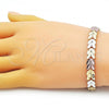Oro Laminado Solid Bracelet, Gold Filled Style Heart Design, Polished, Tricolor, 03.102.0078.07