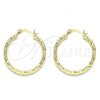 Oro Laminado Medium Hoop, Gold Filled Style Diamond Cutting Finish, Golden Finish, 02.213.0263.30