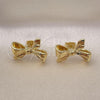 Oro Laminado Stud Earring, Gold Filled Style Bow Design, Polished, Golden Finish, 02.341.0208