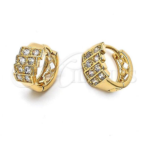 Oro Laminado Huggie Hoop, Gold Filled Style with White Cubic Zirconia, Polished, Golden Finish, 5.132.027