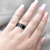Stainless Steel Mens Ring, Heart and Flower Design, Polished, Black Rhodium Finish, 01.63.0704.06