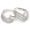 Rhodium Plated Wedding Ring, Duo Design, with White Cubic Zirconia, Polished, Rhodium Finish, 01.99.0080.1.08 (Size 8)