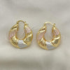 Oro Laminado Medium Hoop, Gold Filled Style Hollow Design, Diamond Cutting Finish, Tricolor, 02.170.0412.30