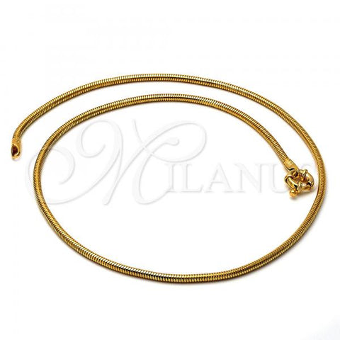 Oro Laminado Basic Necklace, Gold Filled Style Rat Tail Design, Polished, Golden Finish, 5.160.039