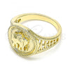 Oro Laminado Elegant Ring, Gold Filled Style Elephant Design, Polished, Golden Finish, 01.351.0010.09 (Size 9)