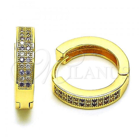 Oro Laminado Huggie Hoop, Gold Filled Style with Amethyst and White Micro Pave, Polished, Golden Finish, 02.195.0104.5.20