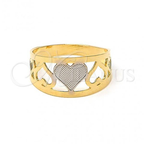 Oro Laminado Baby Ring, Gold Filled Style Heart and Love Design, Polished, Two Tone, 01.21.0041.03 (Size 3)