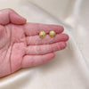 Oro Laminado Stud Earring, Gold Filled Style Diamond Cutting Finish, Golden Finish, 02.342.0273