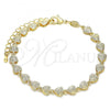Oro Laminado Fancy Bracelet, Gold Filled Style Heart Design, Polished, Golden Finish, 03.145.0014.08