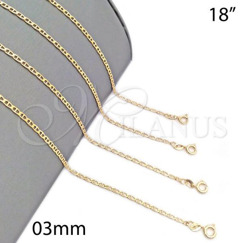 Oro Laminado Basic Necklace, Gold Filled Style Mariner Design, Polished, Golden Finish, 04.58.0012.18