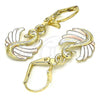 Oro Laminado Dangle Earring, Gold Filled Style Swan Design, Polished, Tricolor, 02.351.0081