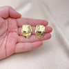 Oro Laminado Stud Earring, Gold Filled Style Chunky Design, Polished, Golden Finish, 02.341.0163