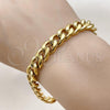 Stainless Steel Basic Bracelet, Miami Cuban Design, Polished, Golden Finish, 03.435.0001.09