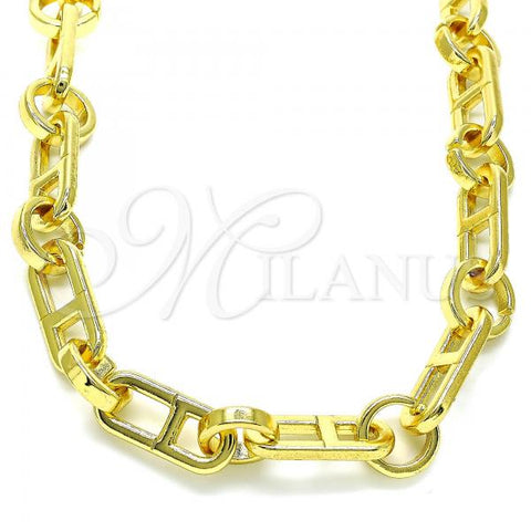 Oro Laminado Basic Necklace, Gold Filled Style Puff Mariner Design, Polished, Golden Finish, 04.362.0039.18