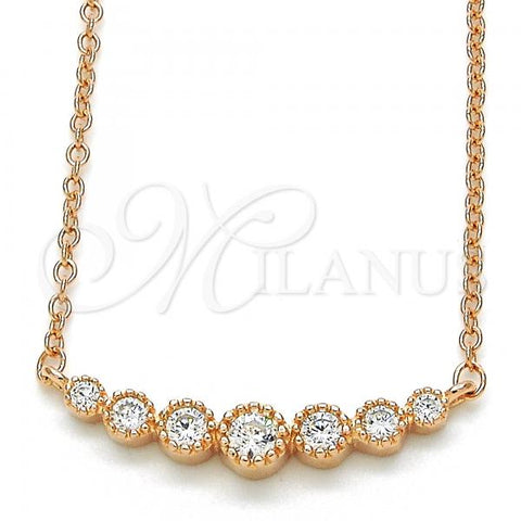 Sterling Silver Pendant Necklace, with White Cubic Zirconia, Polished, Rose Gold Finish, 04.336.0089.1.16