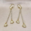 Oro Laminado Long Earring, Gold Filled Style Elephant Design, with Cubic Zirconia, Golden Finish, 5.105.002