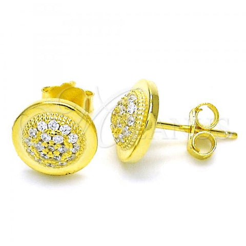 Sterling Silver Stud Earring, with White Cubic Zirconia, Polished, Golden Finish, 02.336.0108.2