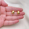 Oro Laminado Stud Earring, Gold Filled Style Chunky Design, Polished, Golden Finish, 02.342.0319