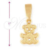 Oro Laminado Fancy Pendant, Gold Filled Style Teddy Bear Design, Diamond Cutting Finish, Golden Finish, 5.183.004