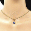 Oro Laminado Fancy Pendant, Gold Filled Style Evil Eye Design, Blue Resin Finish, Golden Finish, 05.63.1163