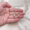 Oro Laminado Huggie Hoop, Gold Filled Style Ball Design, with Ivory Pearl, Polished, Golden Finish, 02.213.0641.14