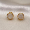 Oro Laminado Stud Earring, Gold Filled Style Ball Design, with White Opal, Polished, Golden Finish, 02.342.0311