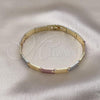 Oro Laminado Solid Bracelet, Gold Filled Style Diamond Cutting Finish, Tricolor, 03.102.0067.08
