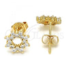Oro Laminado Stud Earring, Gold Filled Style with White Cubic Zirconia, Polished, Golden Finish, 02.156.0303