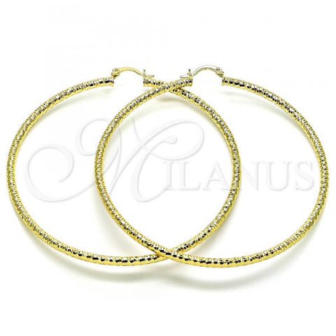Oro Laminado Extra Large Hoop, Gold Filled Style Diamond Cutting Finish, Golden Finish, 02.213.0246.1.80