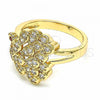 Oro Laminado Multi Stone Ring, Gold Filled Style Peacock Design, with White and Garnet Cubic Zirconia, Polished, Golden Finish, 01.365.0015.08 (Size 8)