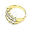 Oro Laminado Multi Stone Ring, Gold Filled Style with White Cubic Zirconia, Polished, Golden Finish, 01.346.0020.08
