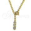 Oro Laminado Fancy Necklace, Gold Filled Style Rolo Design, with White Cubic Zirconia, Polished, Golden Finish, 04.63.1445.20