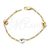 Gold Plated Fancy Bracelet, Ball Design, Polished, Tricolor, 03.08.0132.08